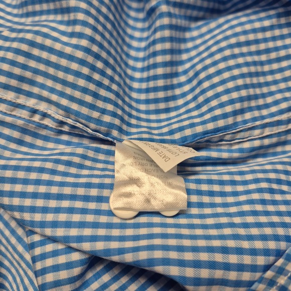 johnnie-o Mens XL Blue Gingham Button Down Shirt Long Sleeve Beach Casual Date - Picture 6 of 7